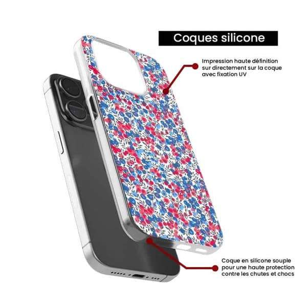 Siliconfodral - Kompatibel med Apple iPhone 15 - design liberty wiltshire blå Transparent