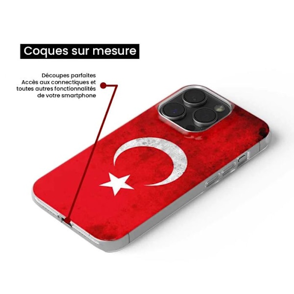 Tryckt silikonfodral som är kompatibelt med Samsung Galaxy A24 4G Türkiye flagga Transparent