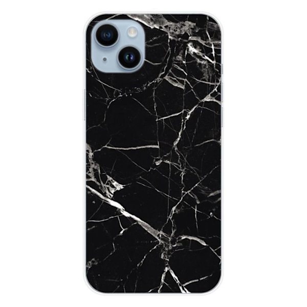 Silicone-fodral - Kompatibel med Apple iPhone 15 Plus - design i svart marmor Transparent