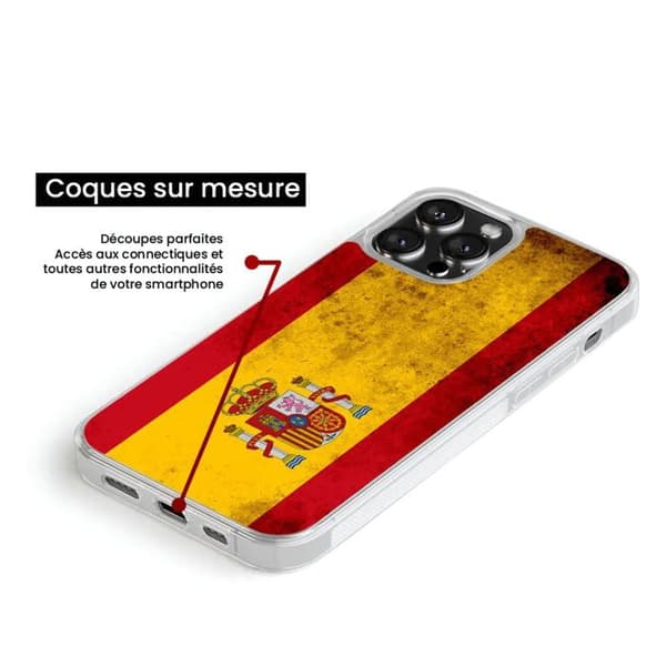 Siliconförstärkt tryckt skal kompatibelt med Apple iPhone 15 Spanienflagga Transparent