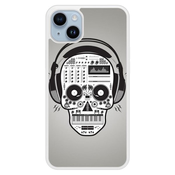 Skal i förstärkt silikon med tryck, kompatibel med Apple iPhone 14 Plus Skull Music Transparent