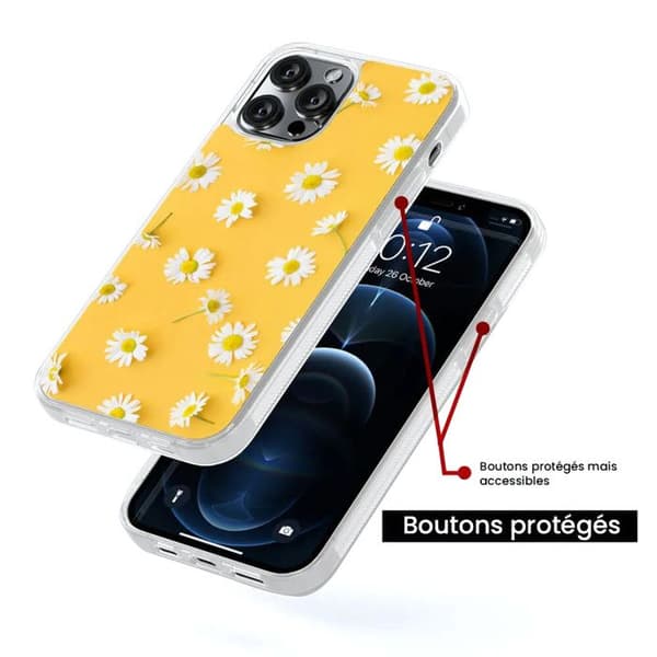 Förstärkt silikonfodral med tryck kompatibelt med Apple iPhone 14 Marguerittes Transparent