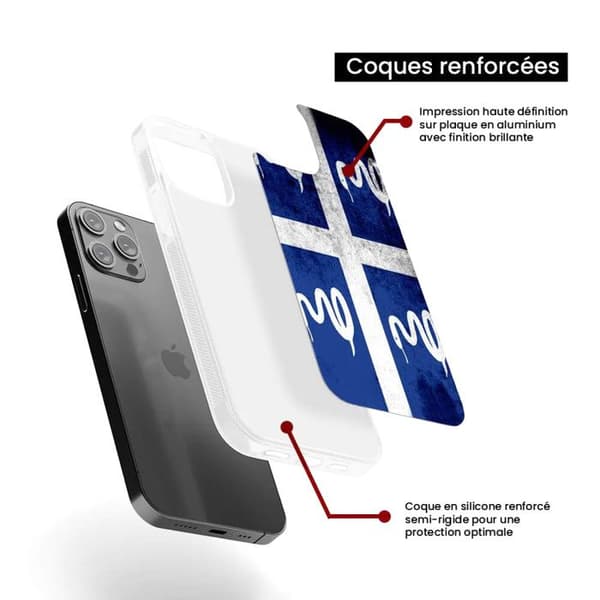 Coque Silicone Renforcée - 1001COQUES - iPhone 15 Plus - Drapeau Martinique - Antichoc - Design Unique Transparent