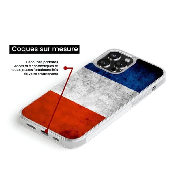 Förstärkt tryckt silikonskal kompatibelt med Apple iPhone 13 Pro Frankrikes flagga Transparent