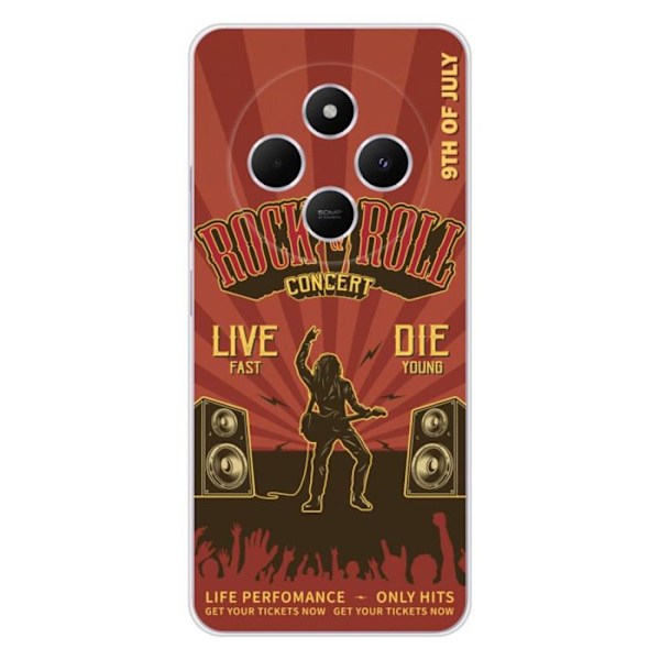 Coque Silikontryckt - 1001 Skydd - Xiaomi Redmi 14C 4G - Rock and Roll-mönster - Optimalt skydd - Flexibel Transparent