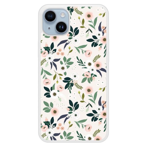 Coque i silikon med förstärkning, tryckt, kompatibel med Apple iPhone 14 Plus Blommor Transparent