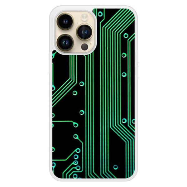 Kraftig silikonhölje med tryck kompatibelt med Apple iPhone 14 Pro Max Geek-krets textur Transparent