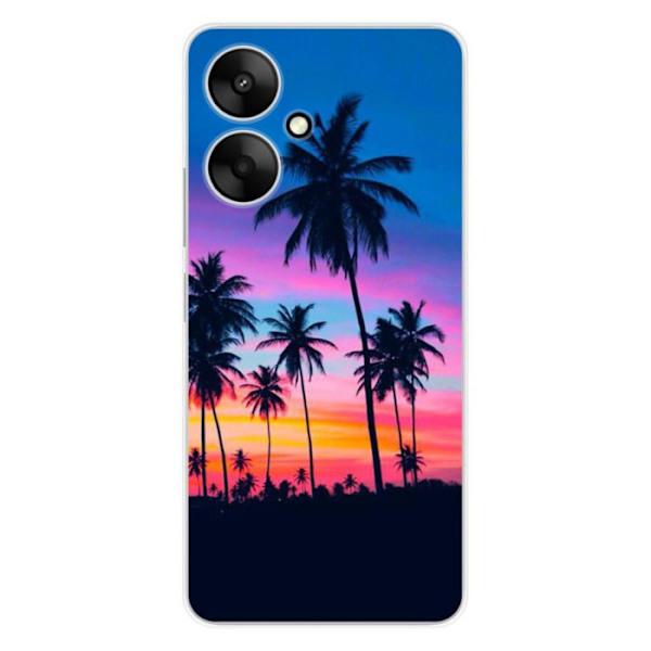 Siliconcase - Kompatibel med Xiaomi Redmi 13C 5G - design med färgglada palmer Transparent