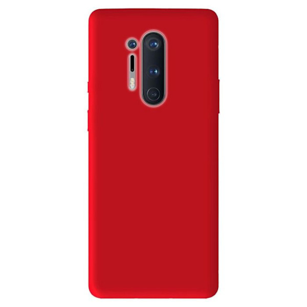 Vanligt mattrött silikonfodral som är kompatibelt med OnePlus 8 Pro Röd