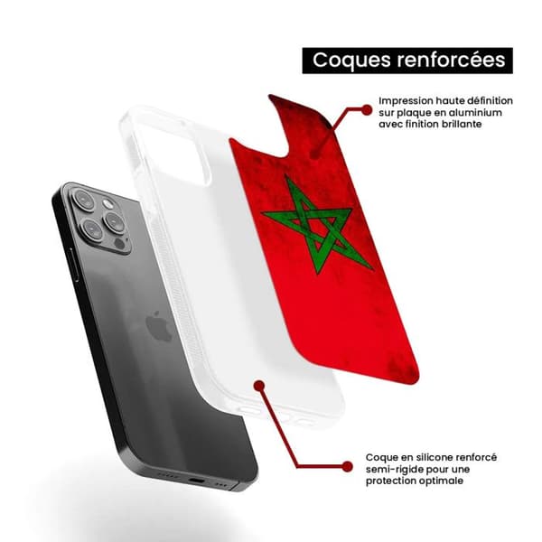 Förstärkt silikonfodral med tryck kompatibelt med Xiaomi Redmi Note 13 4G Marockos flagga Transparent