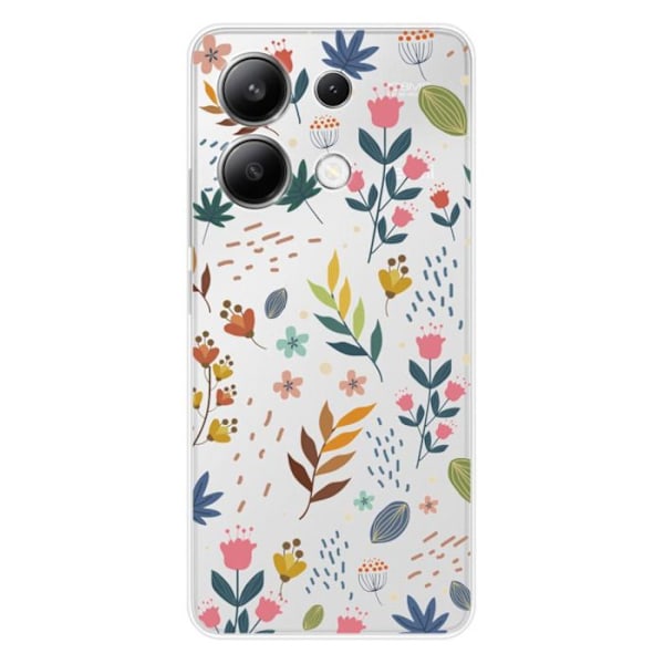 Siliconfodral med tryck - 1001 Fodral - Xiaomi Redmi Note 13 4G - Färgade Blommor - Mjukt - Optimal Skydd Transparent