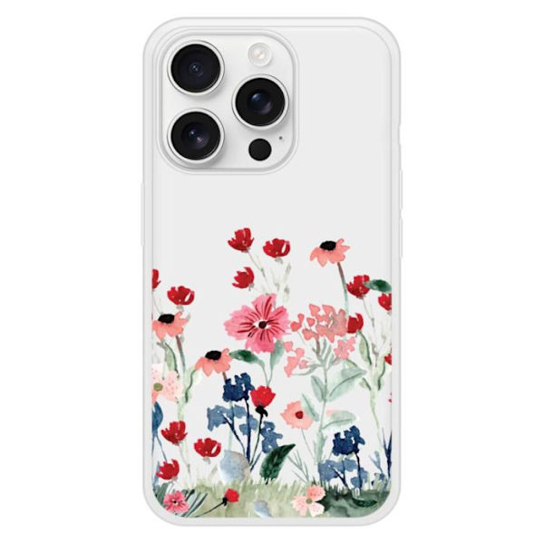 Förstärkt silikonfodral med tryck, kompatibelt med Apple iPhone 16 Pro, Blomstrande vår. Transparent