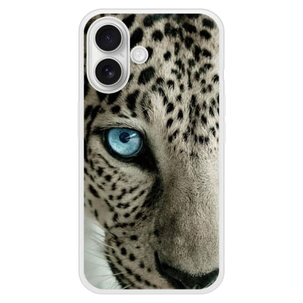 Förstärkt silikonfodral med leopardöga kompatibelt med Apple iPhone 16 Plus Transparent