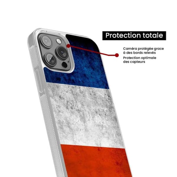 Förstärkt silikonfodral med tryck, kompatibelt med Apple iPhone 14 Plus, Frankrikes flagga Transparent