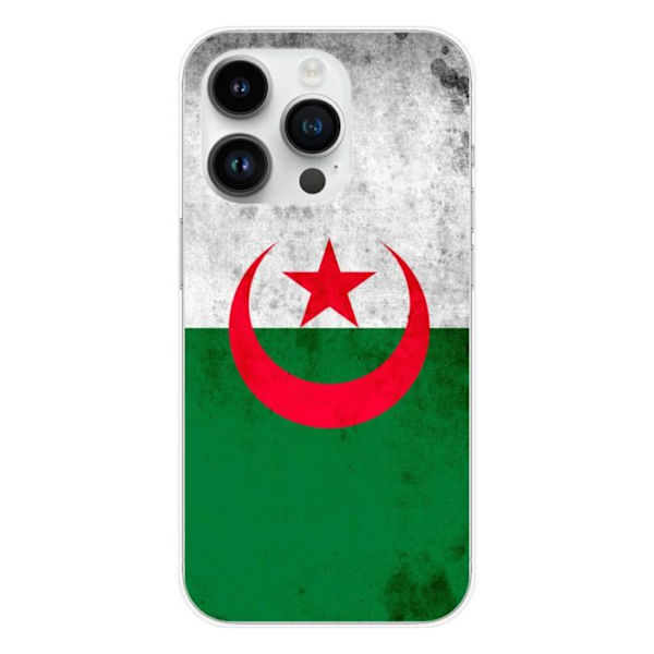 Siliconfodral - Kompatibel med Apple iPhone 15 Pro - design med Algeriets flagga Transparent