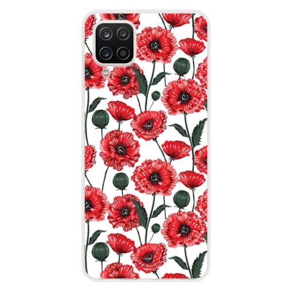 Tryckt silikonfodral som är kompatibelt med Samsung Galaxy M22 Galaxy M32 Poppy Flowers Transparent