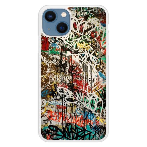 Kraftig silikonfodral med tryck kompatibel med Apple iPhone 13 Graffiti 1 Transparent