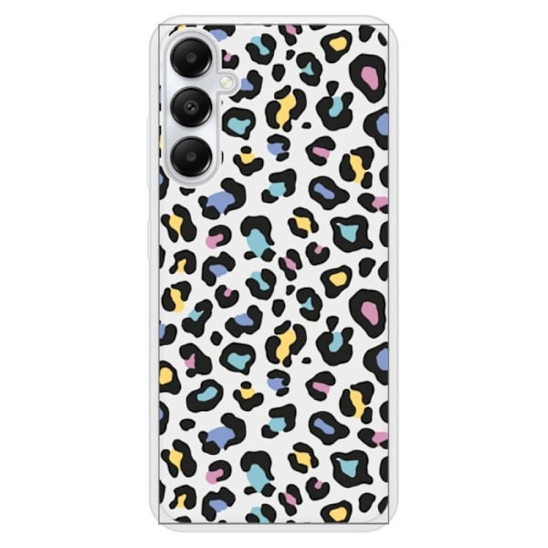 Siliconförstärkt tryckt skal kompatibel med Samsung Galaxy A05S Färgglad leopard Transparent