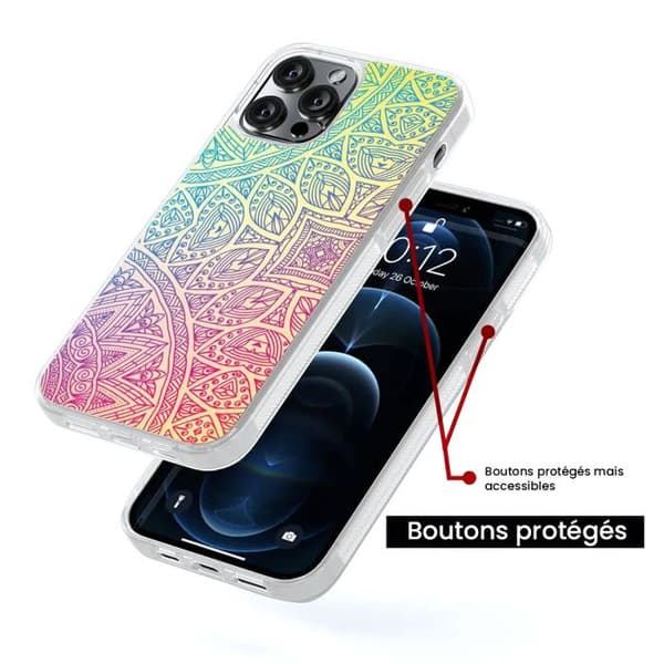 Coque i silikon förstärkt tryckt kompatibel med Apple iPhone 16 Plus Mandala Pastel Transparent