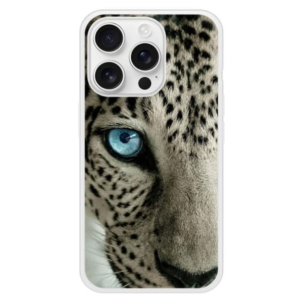 Förstärkt silikonfodral med tryck kompatibelt med Apple iPhone 16 Pro Leopardöga Transparent