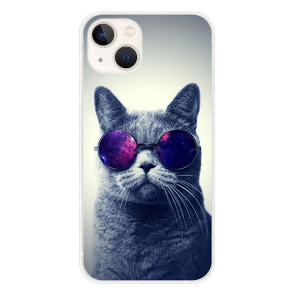 Siliconfodral - Kompatibel med Apple iPhone 13 - design katt med glasögon Transparent