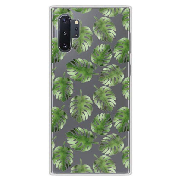 Tryckt silikonfodral kompatibelt Samsung Galaxy Note 10 Plus Monstera-blad Transparent