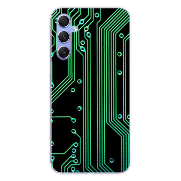 Siliconfodral - Kompatibel med Samsung Galaxy A34 5G - design med textur av kretskort geek Transparent