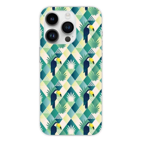 Siliconfodral - Kompatibel med Apple iPhone 14 Pro - design med toukan i rombmönster Transparent