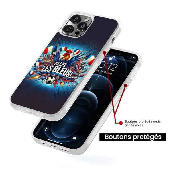 Förstärkt silikonfodral med tryck kompatibelt med Apple iPhone 13 Mini Heja blåa! Transparent