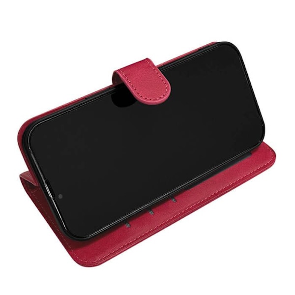 Fodral med flik - Xiaomi - Redmi Note 12 4G - Röd konstläder - Magnetisk stängning - Inbyggt stöd Röd