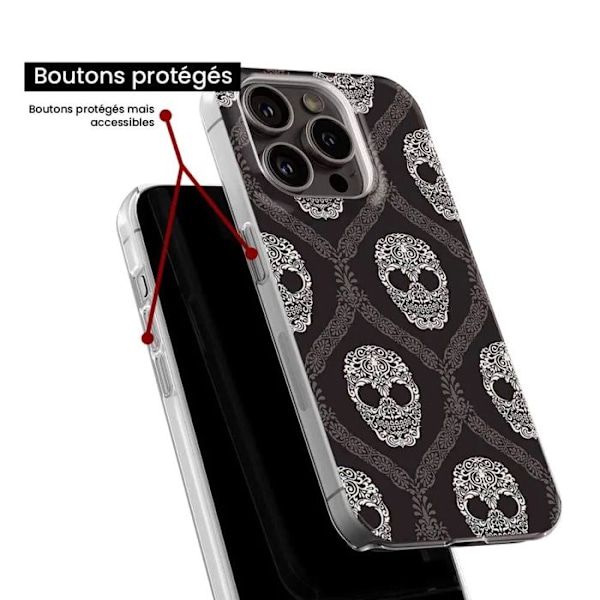 Silicone skal - Kompatibel med Xiaomi Redmi Note 12 Pro Plus - design med blommig dödskalle Transparent