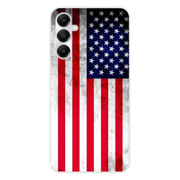 Tryckt silikonfodral kompatibelt med Samsung Galaxy A25 USA flagga Transparent