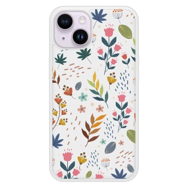Förstärkt tryckt silikonfodral kompatibelt med Apple iPhone 14 Färgglada blommor Transparent