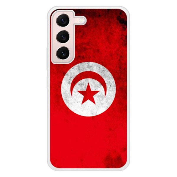 Siliconeförstärkt tryckt skyddsskal kompatibel med Samsung Galaxy S22 Tunisienflagga Transparent