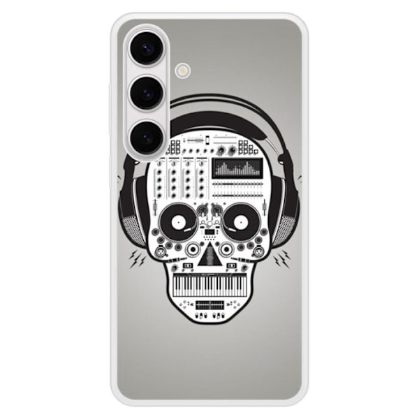 Siliconförstärkt skal med tryck kompatibelt med Samsung Galaxy S24 Plus Skull Music Transparent