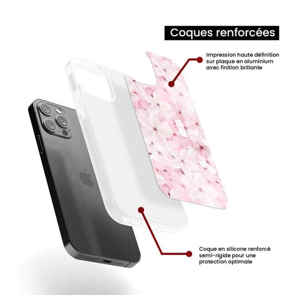 Siliconförstärkt skal med tryck kompatibel med Apple iPhone 16 Pro Sakura Transparent