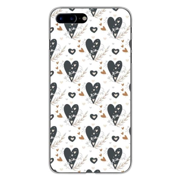 1001Coques - Silikonfodral kompatibelt med Apple iPhone 8 Plus - Boho hjärtan mönster - Originaldesign tryckt i Frankrike Transparent