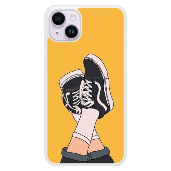 Siliconförstärkt tryckt skal kompatibelt med Apple iPhone 15 Plus Sneakers Transparent