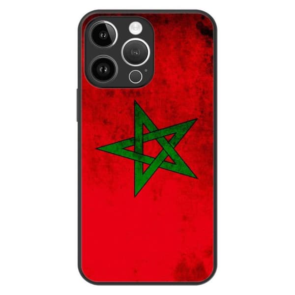 Skyddande silikonfodral med tryck kompatibelt med Apple iPhone 14 Pro Max Marocko-flagga Transparent