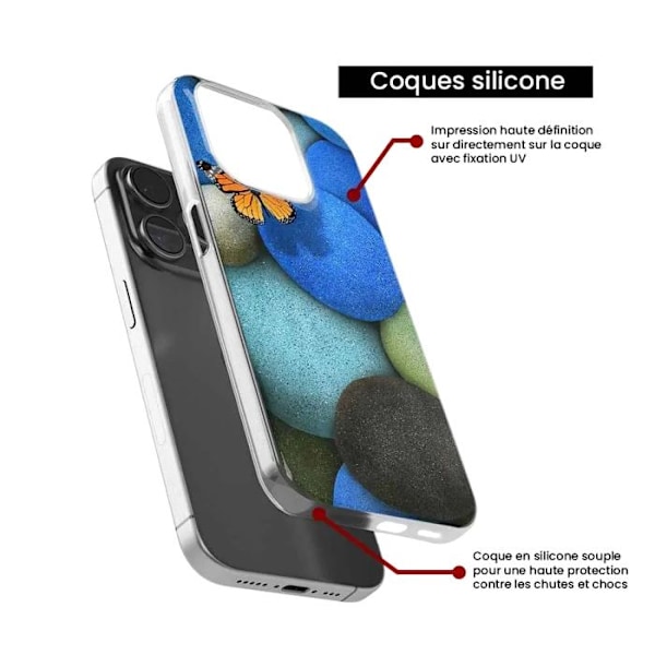 Tryckt silikonfodral kompatibelt Xiaomi Redmi Note 12 Pro 5G Poco X5 Pro Blue Pebble Butterfly Transparent