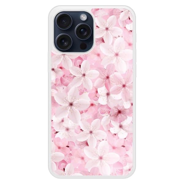 Förstärkt silikonhölje med tryck, kompatibelt med Apple iPhone 15 Pro Max Sakura Transparent