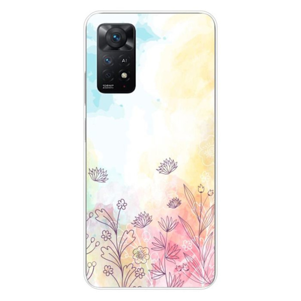 Siliconfodral - Kompatibel med Xiaomi Redmi Note 11 Pro Plus 5G - design med akvarellblommor Transparent