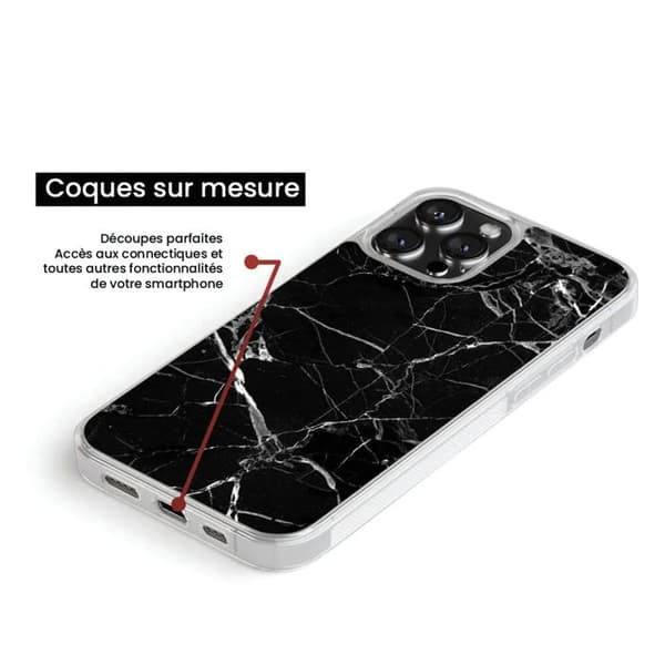 Förstärkt silikonfodral med tryck, kompatibelt med Apple iPhone 14 Pro Max, svart marmor Transparent