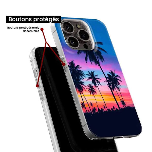 Siliconcase - Kompatibel med Apple iPhone 15 Plus - design med färgglada palmer Transparent