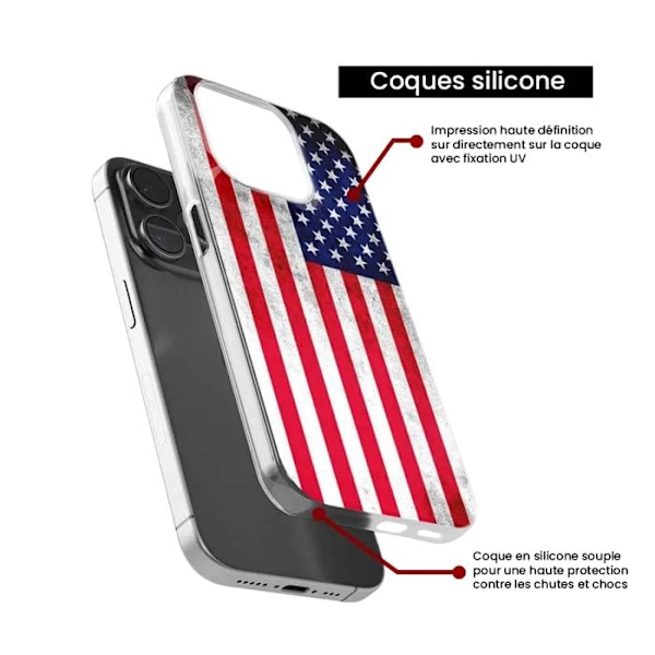 Siliconehölje med tryck kompatibelt med Samsung Galaxy M15 5G USA-flaggan Transparent