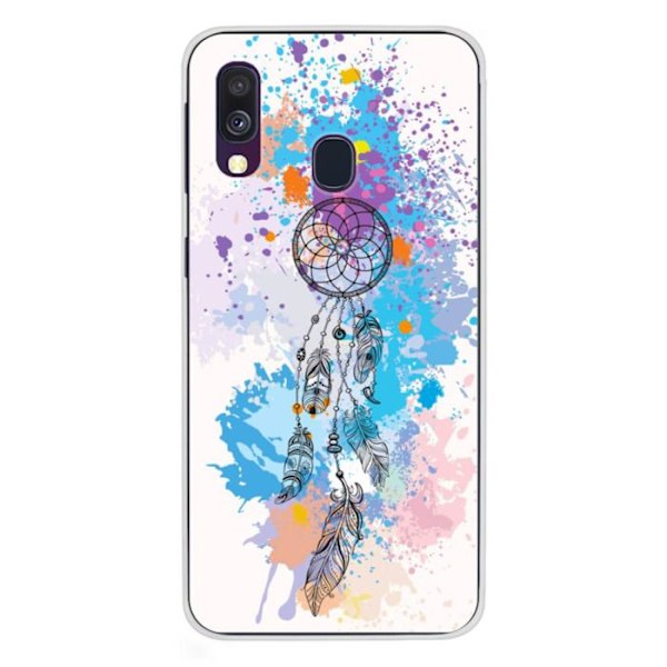 Tryckt silikonfodral som är kompatibelt med Samsung Galaxy A40 Dreamcatcher Color Transparent