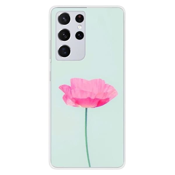 Tryckt silikonfodral som är kompatibelt med Samsung Galaxy S21 Ultra Rose Flower