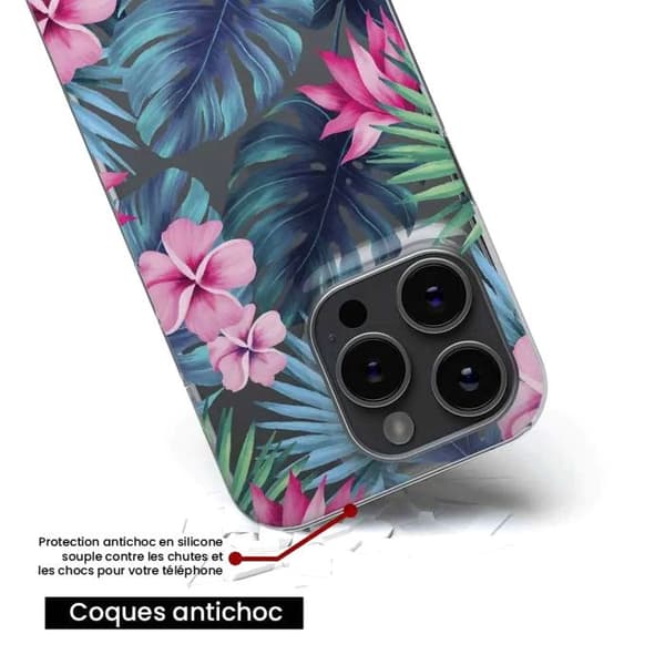 Siliconfodral - Kompatibel med Apple iPhone 14 Pro - tropisk akvarelldesign Transparent