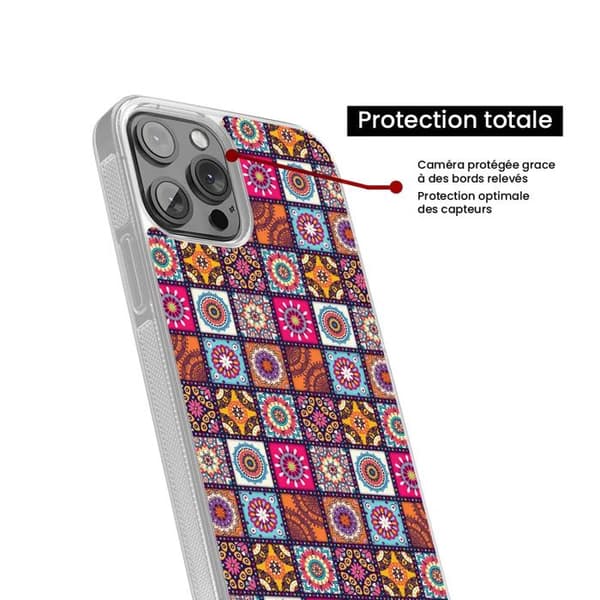 Coque i förstärkt silikon med tryck kompatibel med Samsung Galaxy S23 Ultra Patchwork Mandala Transparent