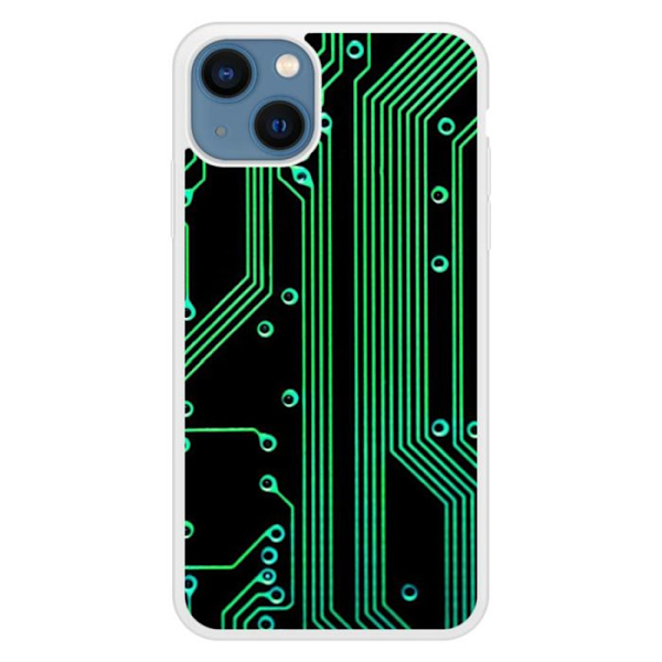 Siliconförstärkt tryckt skal kompatibelt med Apple iPhone 13 Geek-kretsstruktur Transparent